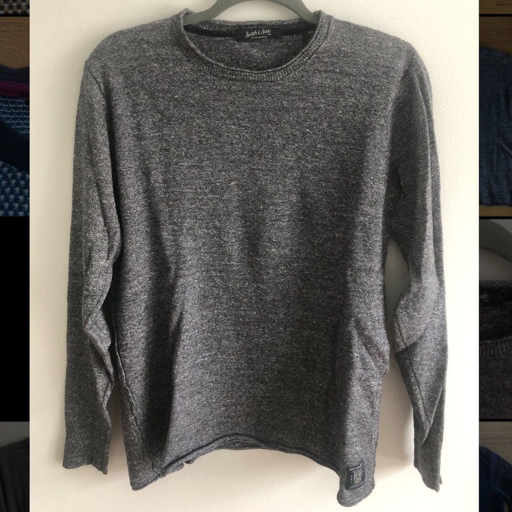 SCOTCH & SODA knitted selection crewneck sweater in gray (European Collection)